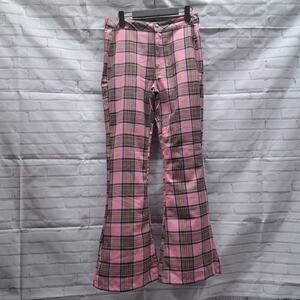 NWOT Almost Famous Pink Plaid '90s Flare Wide Leg Pants 7
